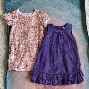 (2) Birthday Party Dress Bundle Pink Sequin and Purple Glitter